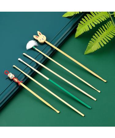 Bamboo Ear Cleaner Set - 6 Piece Wooden Ear Pickers for Adults and Kids - Cute Bunny Design with Goose Feather Earpick - Ear Cleaning Tools Kit - Buy Online on GoSupps.com