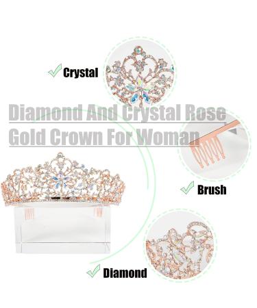 Rose Gold Crystal Rhinestone Bridal Tiara - Elegant Wedding Crown for Women - Buy Online on GoSupps.com