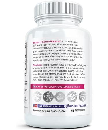Raspberry Ketone Platinum: Clinical Strength Fat Burning Formula - 2 Bottles (120 Capsules) - Buy Online on GoSupps.com