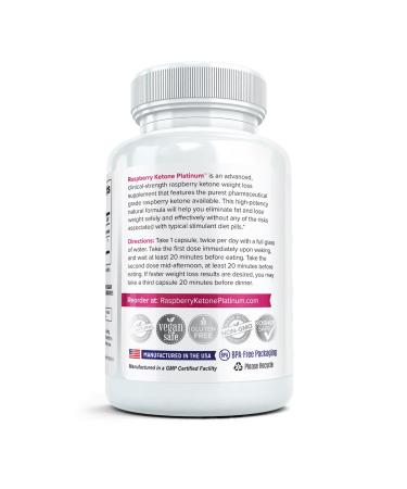 Raspberry Ketone Platinum Weight Loss Pills | Natural Fat Burner & Metabolism Booster | Appetite Suppressant for Belly Fat | 2 Bottles x 60 Capsules - Buy Online on GoSupps.com