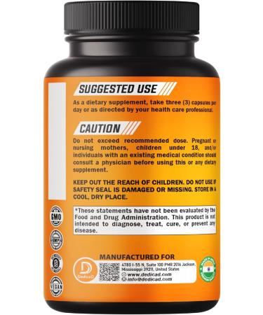 DEDICAD 27in1 Fiber and Spice Supplement - Combined with Organic Psyllium, Whole Apple, Elderberry & More - Support Mood, Body & Immunity - 90 Capsules for 1 Month - Buy Online on GoSupps.com