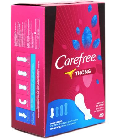 Carefree Thong Pantiliners Unscented 49 ct - Comfort and Protection - Buy Online on GoSupps.com