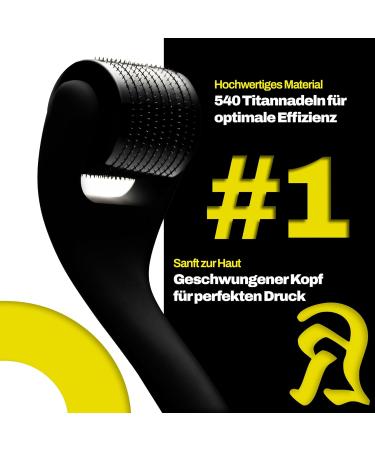 Buy Bart Roller Kohliti | Matt Black Dermaroller | 0.5mm Titanium Needles for Beard & Hair Growth | Achieve Even Complexion - Buy Online on GoSupps.com