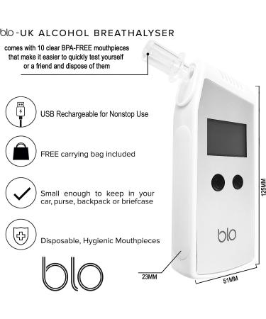 BLO Executive Breathalyzer Alcohol Tester - Portable Instant Read Unit with Fuel Cell Sensor for Fast & Accurate BAC Testing. Custom Alarm Limit Settings, Compact Pocket Size - Buy Online on GoSupps.com