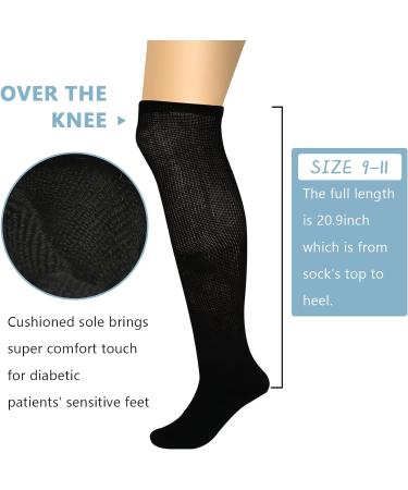 Athlemo Men's Bamboo Diabetic Over Knee Socks - 4 Pack, Black/White, Size 10-13 - Buy Online on GoSupps.com
