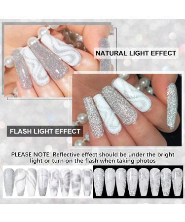 SUPWEE Silver Reflective Gel Polish Liner for Sparkle Nail Art - Glitter Diamond Design, Manicure Soak Off, DIY Painting - UV Lamp Gel - Buy Online on GoSupps.com