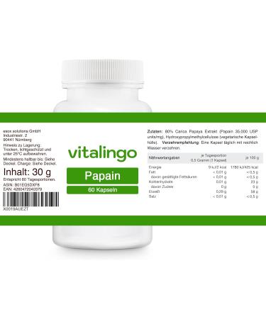 Buy Papain Enzyme Capsules - 35 Million USP Units/g | 60 Powerful 500mg Capsules for Digestive Health International Shipping - Buy Online on GoSupps.com