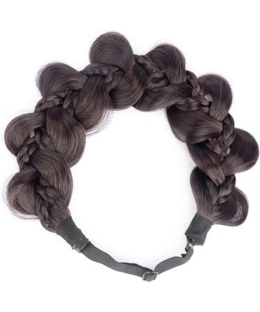 BOBIYA Kinky Gourd Synthetic Hair Braided Headband Wide Plaited Headband Elastic Stretch Plait Hair Headband (Brunette Brown) - Buy Online on GoSupps.com
