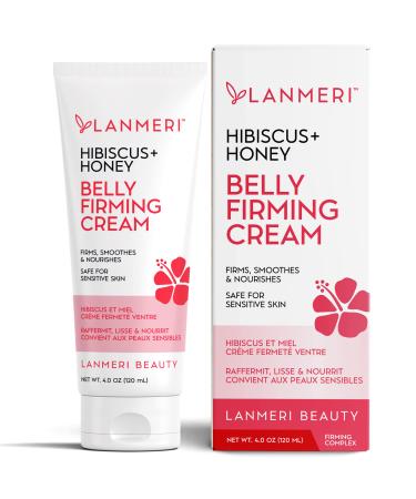 Lanmeri Hibiscus and Honey B Flat Belly Firming Cream - Skin Tightening Cream for Cellulite - Skin Care Moisturizing Firming Lotion for Belly, Arms, Thighs and Butt - Formulated with Hibiscus, Honey and Other Natural Ingredients, 120ML