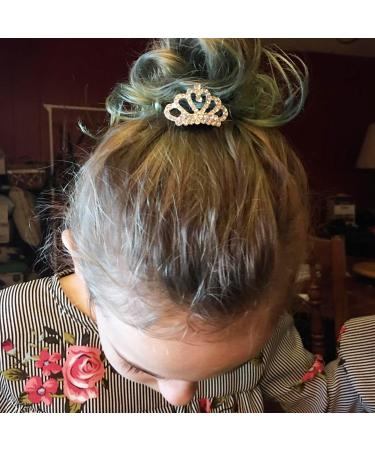 Honbay 4PCS Mini Crystal Rhinestone Crown Hair Comb Princess Tiara - 1.7x1.5x0.9inch - Buy Online on GoSupps.com
