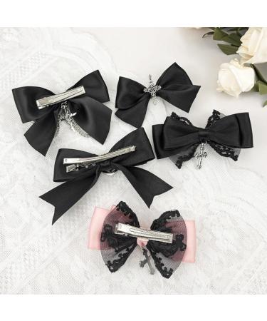 Gothic Lace Hair Clip Bow Large Barrette Bow Flat Clips Barrette Hairpin Bow Elegant Hair Clip for Bunches - Buy Online on GoSupps.com