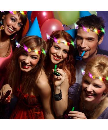 12 Pack LED Flower Headband Crown - Glow in The Dark Party Supplies for Kids, Girls, Women - Light Up Headdress for Halloween, Wedding, Birthday & Christmas - Buy Online on GoSupps.com