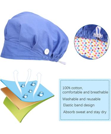 SATINIOR 6-Piece Elastic Bouffant Turban Hats with Buttons and Sweatband - Unisex Working Caps for Hair Covering - Buy Online on GoSupps.com