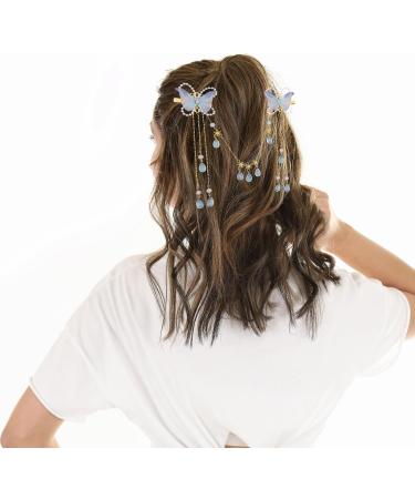 NICENEEDED Butterfly Cute Hair Clips 3D Colorful Butterfly Hair Decoration Jewelry Non-slip Butterfly Moving Wings and Sparkly Tassel Hairpin Accessories for Girls and Women - Buy Online on GoSupps.com