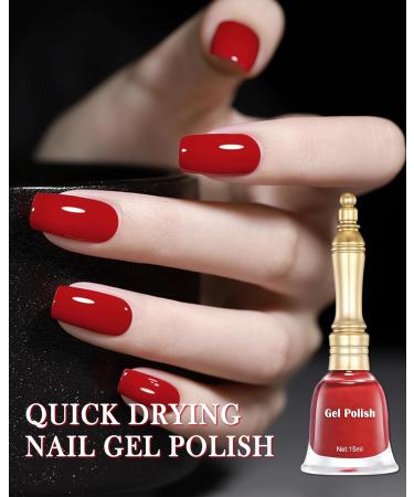 Fast Drying Cherry Red Nail Gel Polish - Long-Lasting High Glossy Shine 15ml Water-Based Lacquer for Home Manicure & Gifts - Buy Online on GoSupps.com