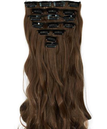  Light Brown Clip in Hair Extensions 8 Pieces Curly Full Head Hair Pieces 17" Inch Synthetic Fibre Hair Set Clip In Hair Extension - Buy Online on GoSupps.com