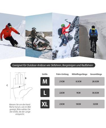 VIHIR Winter Gloves - Waterproof Thermal Ski Gloves for Men & Women | Touchscreen 3M Thinsulate Windproof for Ice Fishing Cycling & Snowboarding - Size L (Black) - Buy Online on GoSupps.com