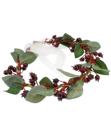 minkissy Christmas Flower Headband Adjustable Red Berry Hair Wreath Garland Summer Beach Floral Headpiece Elastic Hair Band for Xmas Wedding Party Decoration Color M