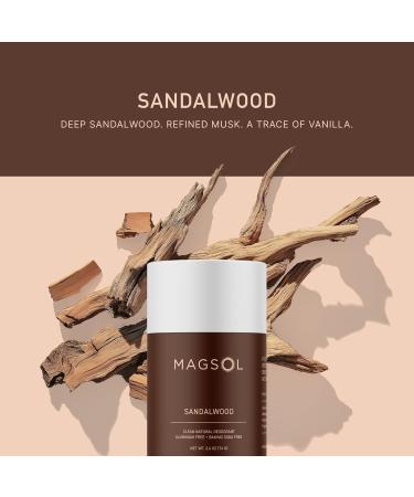 MAGSOL Natural Deodorant with Magnesium for Men & Women - Sandalwood Scent - Aluminum and Baking Soda Free - 3.2 oz - Buy Online on GoSupps.com