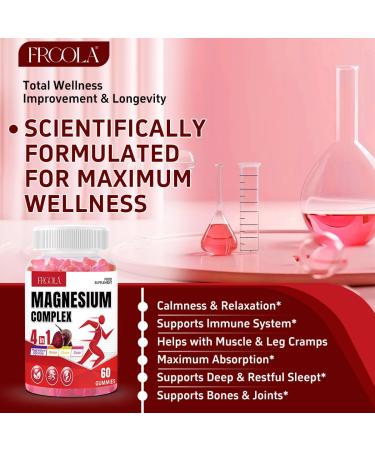Frcola Magnesium Complex Gummies 4 in 1 Magnesium with Glycinate Citrate Oxide magnesiummalate - Supports Relaxation Muscle & Bone Health - Strawberry Flavor - 60 Gummies - Buy Online on GoSupps.com