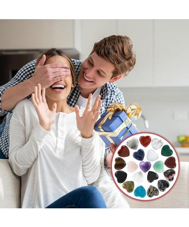 20PC Heart Crystal Gemstones Set - Natural Colorful Chakra Stones for Reiki & Energy Healing - Bulk Palm & Thumb Stones - Buy Online on GoSupps.com
