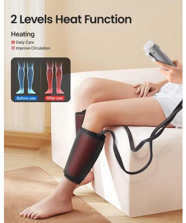 Renpho Leg Massage Device with Heat - Air Compression for Calf Thigh & Foot Pain Relief | 2 Heaters 3 Modes & Intensities - Buy Online on GoSupps.com