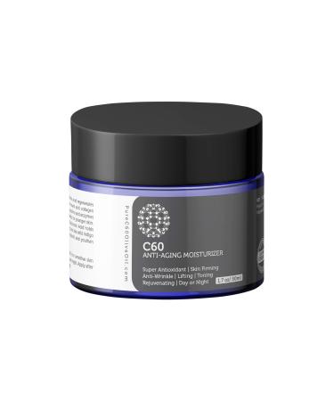 Carbon 60 Anti-Aging Moisturizer Face Cream 50ml with Hyaluronic Acid, Vitamins B + C + E & CoQ 10 for Men & Women Made with Organic Ingredients - From The Leading Global Producer