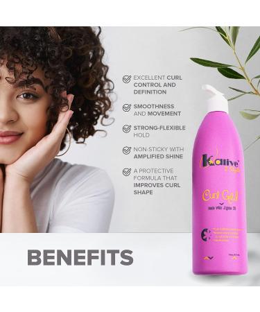 KALIVE Curl Gel 16 oz - Defines all Curl Types for Women with Natural or Permed Hair - Buy Online on GoSupps.com