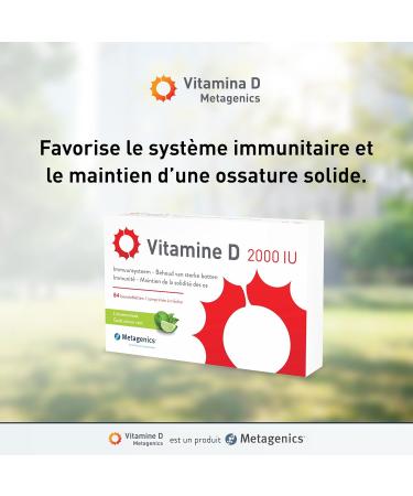Metagenics Vitamin D 2000 IU - Immune System Support - Bone Health - Food Supplement - Lime Flavor - 3 Month Cure - 84 Chewable Tablets - Buy Online on GoSupps.com