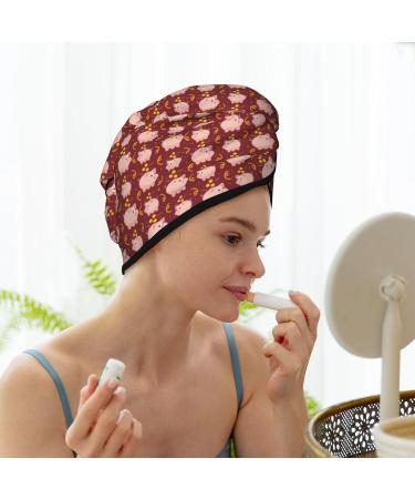Cute Pig Microfiber Hair Towel | Super Absorbent Coral Velvet Wrap for Long Curly & Thick Hair - Quick Dry Hair Cap for Women - Buy Online on GoSupps.com