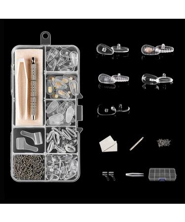 Glasses repair set 30 pairs of glasses nose pads with tweezers cleaning cloth Organizer micro screwdriver mini screws glasses silicone nose pads for glasses sunglasses