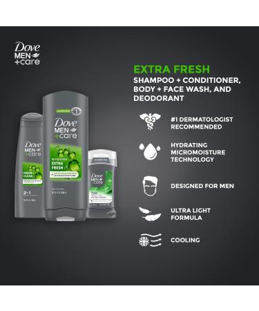 Dove Men+Care Shower Caddy College Gift Set Extra Fresh Body + Face Wash Deodorant for Men + Fresh & Clean 2-in-1 Shampoo & Conditioner (4 Piece Set) - Buy Online on GoSupps.com