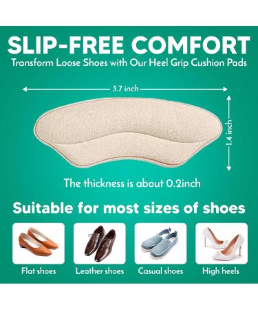 Premium Heel Grip Cushion Pads - Prevent Blisters & Secure Loose Shoes | 4 Pairs Self-Adhesive in Black/Beige - Buy Online on GoSupps.com