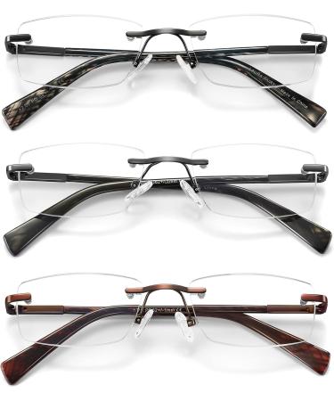 Rimless Reading Glasses 1.25x for Men & Women - Anti-UV Blue Light Blocker HD Clarity Spring Hinge - 3 Colors Available - Buy Online on GoSupps.com