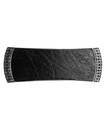 Celtic Leather Hair Clip  Hand Crafted Metal and Leather Barrette Made in the USA with a Medium 70mm Clip by Oberon Design  3 Colors  Black