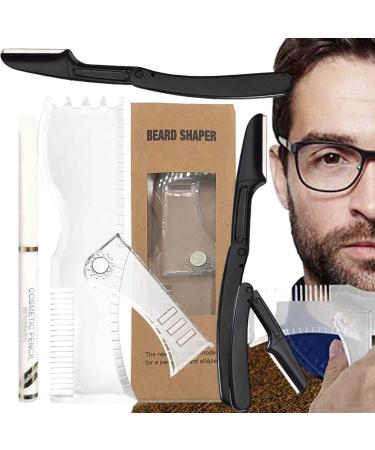 DELR BART Form tool transparent beard alignment tool non -slip rubber -bargain guideline form tool rotating mustache stencil razor white pencil combination