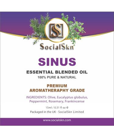 SocialSKN Sinus Relief Essential Oil Blend - Rosemary Peppermint Eucalyptus Frankincense - Nasal Congestion Relief - 15.00 ml (Pack of 1) - Buy Online on GoSupps.com