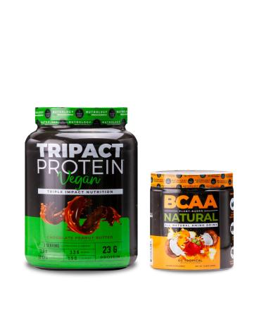Nutrology TRIPACT Vegan Protein Powder for Vegan Protein Shakes Chocolate Peanut Butter (20 Servings) BCAA Natural Plant Based BCAA Powder Orange Coconut Flavor (30 Servings)