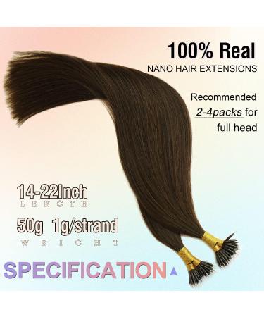 KOCONI 16 Inch Dark Brown Nano Rings Hair Extensions Real Human Hair Extensions Double Drawn Nano Ring Hair Extension Nano Tip Beads Human Hair Extensions 50g 1g/Strand #2 Darkest Brown 16 inch #2 Dark Brown - Buy Online on GoSupps.com