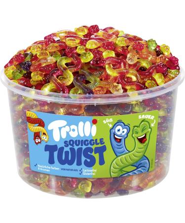 Trolli Squiggle Twist sweet and sour twisted worms 1200g can - Buy Online on GoSupps.com