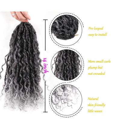 6 Packs Goddess Curly Locs Crochet Hair 14 Inch Faux Boho Hippie River Locs for Black Women - T1B/Gray - Buy Online on GoSupps.com