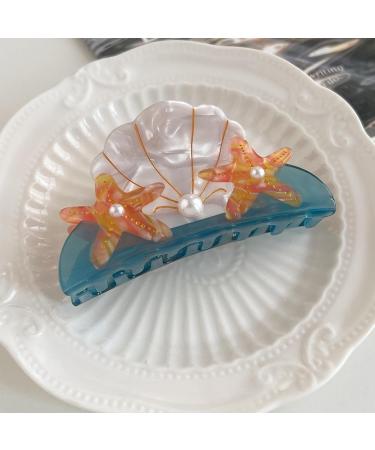ELICNA Chic and Stylish Ocean-Inspired Acetate Hair Clips with Starfish Seashells and Tropical Motifs - Durable Fashion Accessories for Beachy Vibes - Versatile Nature-inspired Designs - Shark Clip - Buy Online on GoSupps.com