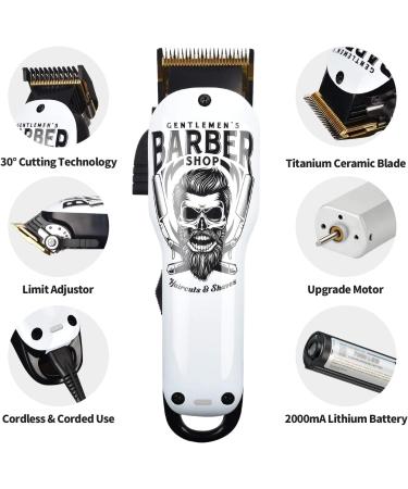 BESTBOMG Professional Cordless Hair Clippers Kit with 6 Guide Combs - Rechargeable Beard Trimmer for Men/Father/Husband/Boyfriend - Y4-White - Buy Online on GoSupps.com