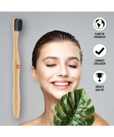 Geordinary 3-Pack Bamboo Toothbrush for Kids | 20 000 Bristles + 30m Activated Charcoal Dental Floss in Glass Container | Eco-Friendly Sustainable Wooden Toothbrush - Buy Online on GoSupps.com
