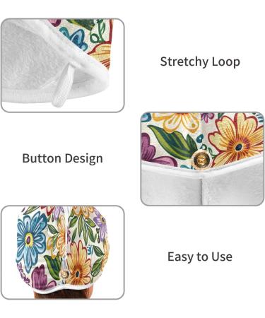 Buy Super Absorbent Colored Rainbow Flowers Hair Towel 2 Pack | Quick Drying Hair Turbans for Women & Girls - Buy Online on GoSupps.com