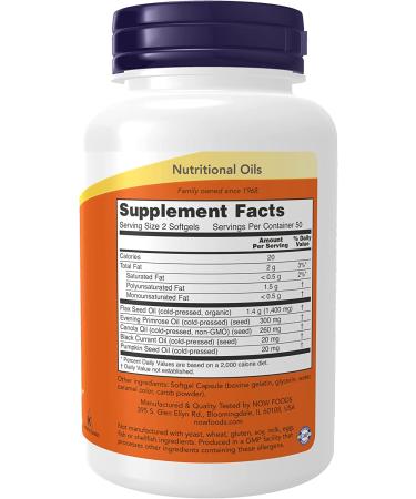 NOW Supplements Omega 3-6-9 1000mg Softgels with Flax Seed, Evening Primrose & More - Buy Online on GoSupps.com