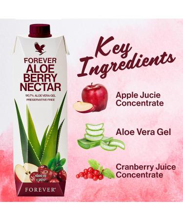 Forever Living - Aloe Berry Nectar 90.7% Pure Aloe Vera Gel with Cranberries and Apples No Added Preservatives 1L (Pack of 1) - Buy Online on GoSupps.com