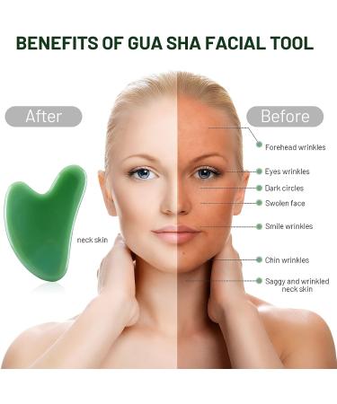Wiok Gua Sha Massage Facial Tool - Natural Jade Stone for Acupuncture Therapy and Wrinkle Prevention | Gua Sha Boards Scraping Massage Tool for Face and Body SPA - Buy Online on GoSupps.com