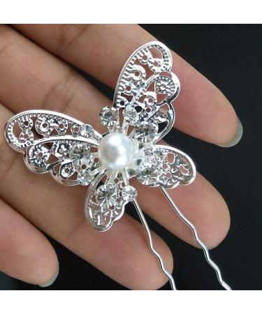 XLKJ 20-Piece Wedding Hair Needles Set - Pearl Butterfly Bride Hair Jewelry & Rhinestone U-Shaped Hair Accessories for Stunning Bridal Hairstyles - Buy Online on GoSupps.com