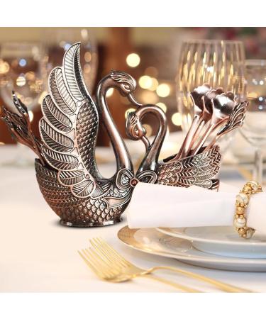 Exquisite Silverware Holder & Swan Spoon Holder | 13 Sets Red Antiquity Cutlery Accessories for Weddings Parties & Daily Use - Buy Online on GoSupps.com